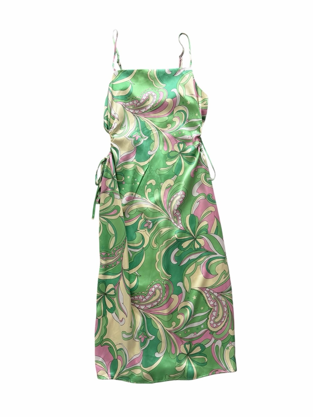 NEW Christian Lacroix Satin Ruched Midi Dress